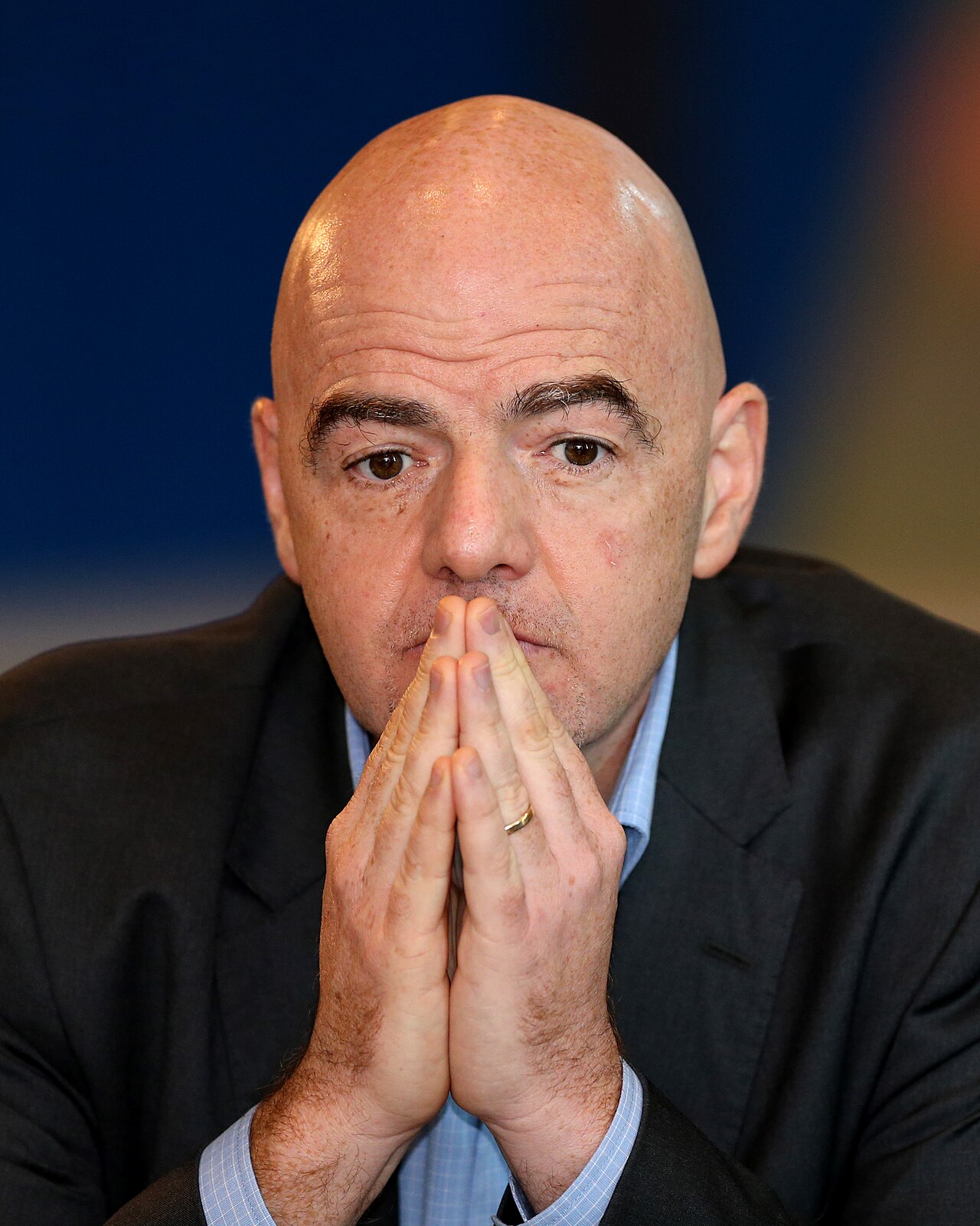 Gianni Infantino, FIFA President, at a press conference in Doha