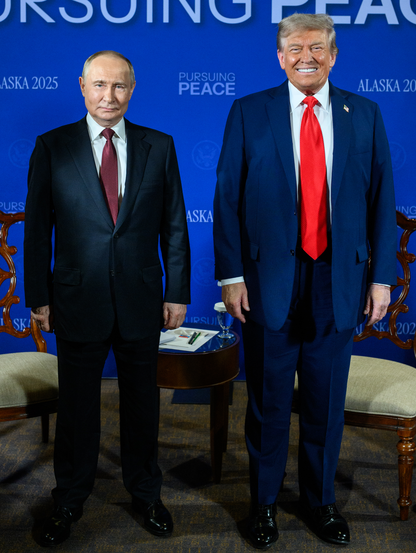 President Donald Trump and Russian President Vladimir Putin at the 2025 Russia–United States Summit in Anchorage, Alaska